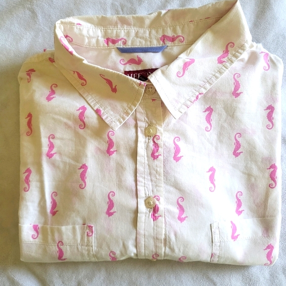 MERONA Pink Seahorse Button Down Shirt - L - Picture 4 of 5